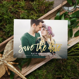 Geborsteld Charm ECHT FOIL Save The Date Kaart