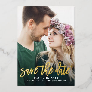 Geborsteld Charm ECHT FOIL Save The Date Kaart