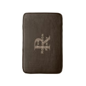 Geborsteld en bruin naam met monogram badmat (Voorkant Verticaal)