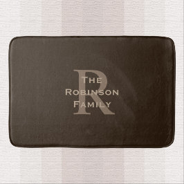 Geborsteld en bruin naam met monogram badmat