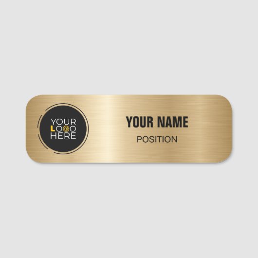Geborsteld Goud, Douane Logo, Bedrijfsnaam Tag (Voorkant)