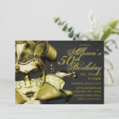 Geborsteld goud Masquerade Verjaardag Kaart (Staand voorkant)