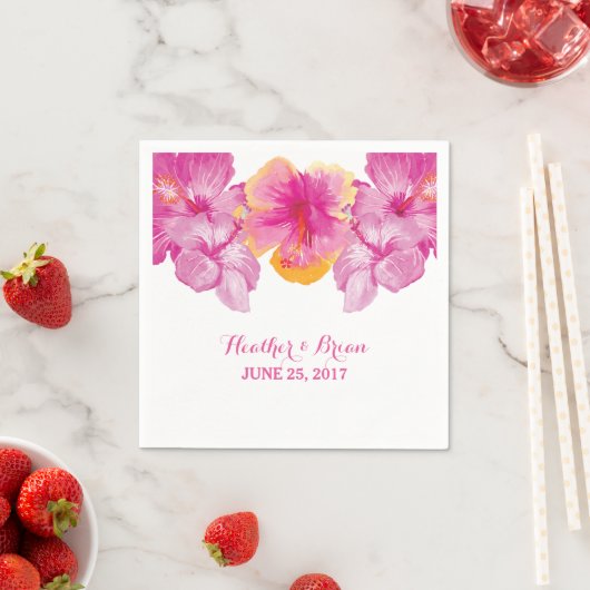 Geborsteld Hibiscus Bloemen Papier servetten (Insitu)