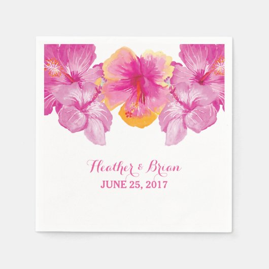 Geborsteld Hibiscus Bloemen Papier servetten (Voorkant)
