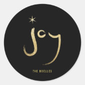 Geborsteld Joy Goud Glitter Stijlvolle Kerstvakant Ronde Sticker (Voorkant)