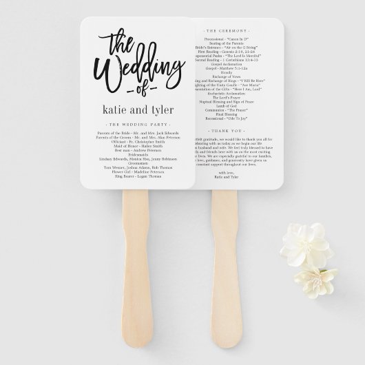 Geborsteld Kalligrafie BEWERKBAAR KLEUR Bruiloft P Handwaaier (Voorkant en achterkant)