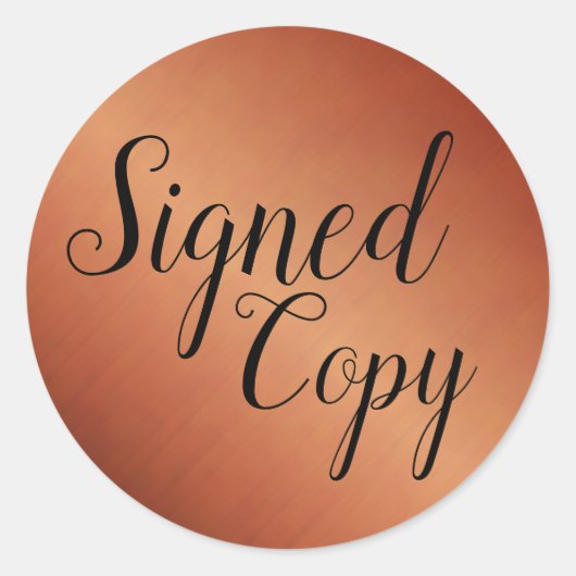Geborsteld koper Ondertekend exemplaar Schrijver A Ronde Sticker (Voorkant)