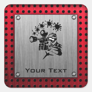 Geborsteld metaal look Paintball Vierkante Sticker