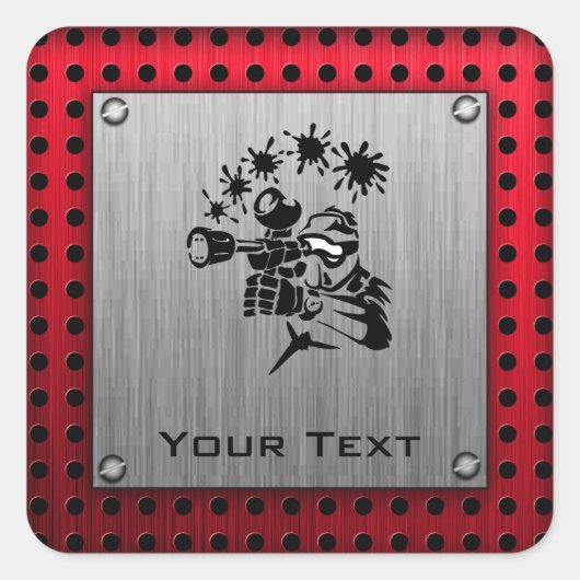 Geborsteld metaal look Paintball Vierkante Sticker (Voorkant)