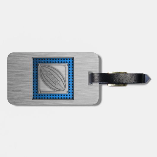 Geborsteld metaal-look Rugby Bagagelabel (Achterkant horizontaal)