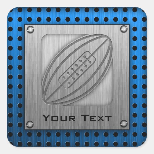 Geborsteld metaal-look Rugby Vierkante Sticker (Voorkant)