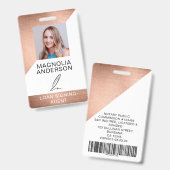 Geborsteld Metaal Medewerker Foto Barcode Naam Badge (Voor- en achterkant)