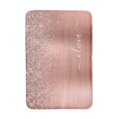 Geborsteld Metaal Roze Goud Roze Glitter Monogram Badmat (Voorkant Verticaal)