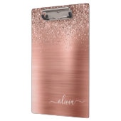 Geborsteld Metaal Roze Goud Roze Glitter Monogram Klembord (Links)