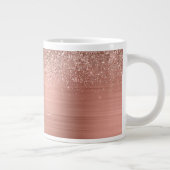 Geborsteld Metaal Roze Goud Roze Glitters Monogram Extra Grote Beker (Rechts)