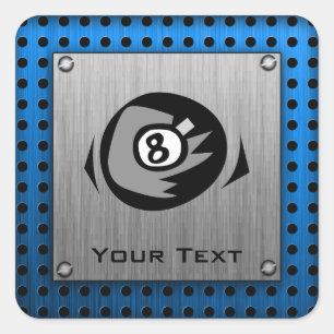 Geborsteld Metalen look; Blauw 8 bal Vierkante Sticker