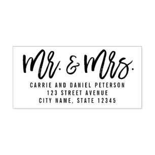 Geborsteld Mr en Mrs Gepersonaliseerde Rubber Stam Zelfinktende Stempel