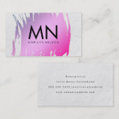 Geborsteld Roze met Witte Textuur en Chique Monogr Visitekaartje (Voorkant / Achterkant)