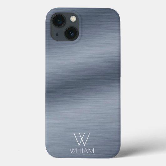 Geborsteld RVS-ontwerp Gepersonaliseerd Monogram Case-Mate iPhone Case (Achterkant)