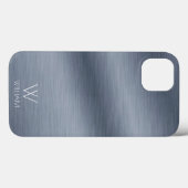 Geborsteld RVS-ontwerp Gepersonaliseerd Monogram Case-Mate iPhone Case (Achterkant (horizontaal))