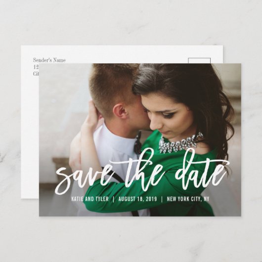 Geborstelde Charm Save The Date Postkaarten Aankondigingskaart (Voorkant / Achterkant)