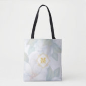 Geborstelde Floral Monogrammed bruiloft gunst Tote Bag (Voorkant)