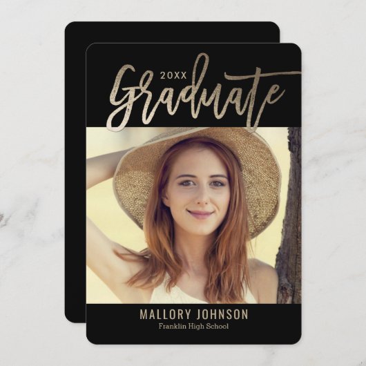 geborstelde Glimmer EDITABLE KLEUR Afstuderen Kaar Kaart (Voorkant / Achterkant)