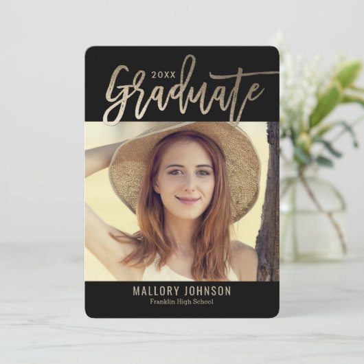 geborstelde Glimmer EDITABLE KLEUR Afstuderen Kaar Kaart (Staand voorkant)