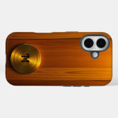 Geborstelde Gouden Schijf op Amber Wood Case-Mate iPhone Case (Achterkant (horizontaal))
