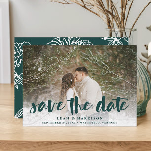 Geborstelde Overlay met Bloemstuk Onderlaag   Foto Save The Date