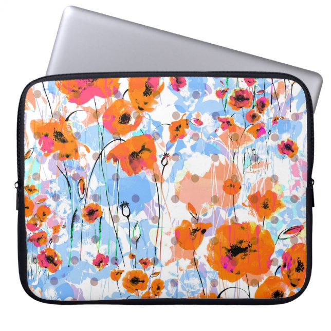 Geborstelde papavers: Abstracte bloemtextuur Laptop Sleeve (Voorkant)
