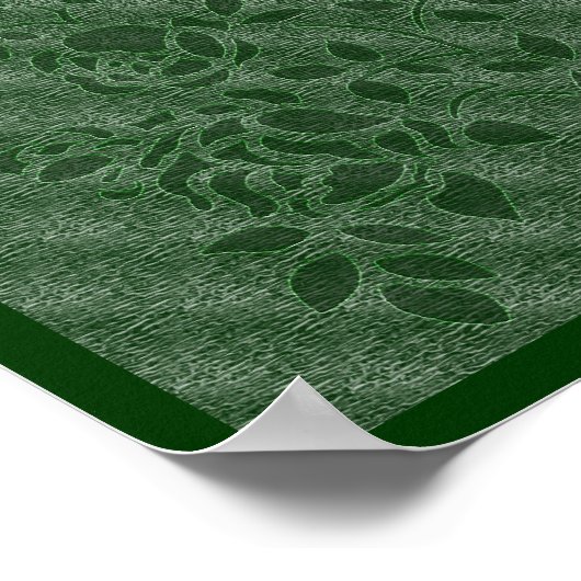 Gebosseerd Effect Groene Stencil Rozen Floral Poster (Hoek)