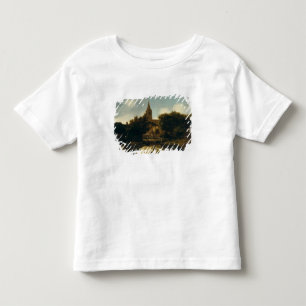 Gebost landschap met figuren nabij een kerk kinder shirts
