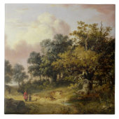 Gebost landschap met vrouw en kind omlaag tegeltje (Voorkant)