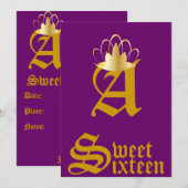 Geboste monogram Sweet Sixteen-Customize Kaart (Voorkant / Achterkant)