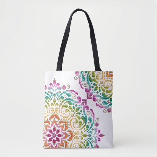 Geboste regenboog Mandala Canvas tas (Voorkant)