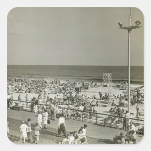 Geboste strand vierkante sticker