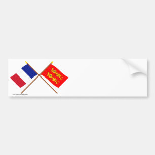 Geboste vlaggen van Frankrijk en Basse-Normandie Bumpersticker