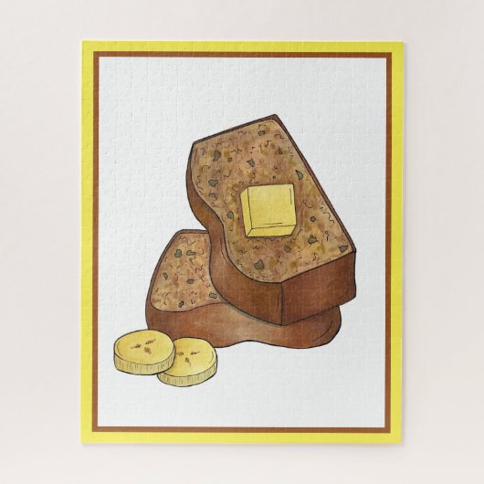 Geboterde Banaan Brood Loaf Slice Food Illustratie Legpuzzel (Verticaal)