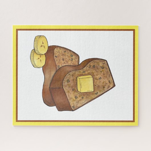 Geboterde Banaan Brood Loaf Slice Food Illustratie Legpuzzel (Horizontaal)