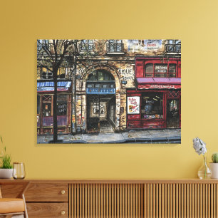 Gebouw in Parijs Waterverf Uniek Canvas Afdruk