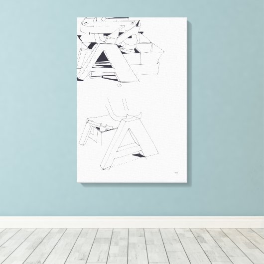 Gebouw Spelletjes AA Monogram Tekening 11 Canvas (Insitu (Houten vloer))