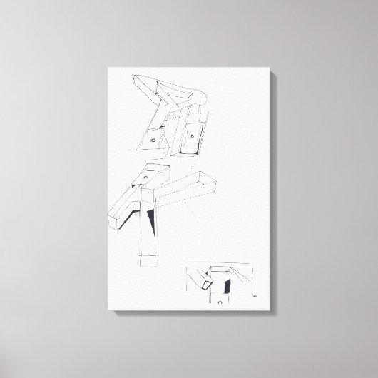 Gebouw Spelletjes K Monogram Tekening 19 Canvas (Voorkant)