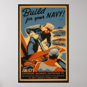 Gebouwd voor uw marine, militair Poster dat wordt 