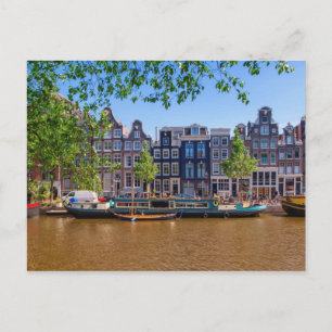 Gebouwen en kanaal in Amsterdam, Nederland Briefkaart