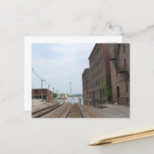 Gebouwen en overstroomde sporen in Burlington, Iow Briefkaart