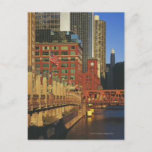 Gebouwen langs de rivier in Chicago van de Briefkaart
