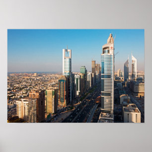 Gebouwen langs Sheikh Zayed Road, Dubai Poster