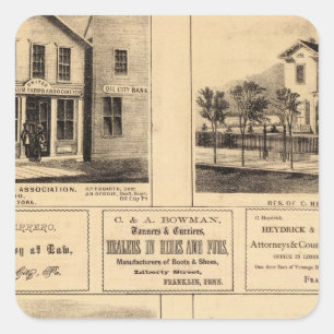 Gebouwen, Oliedag, Franklin, Tarr Boerderij Vierkante Sticker