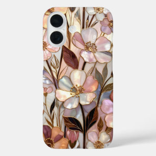 Gebrand Glas Bloemen iPhone Hoesje Pastel Goud Lux